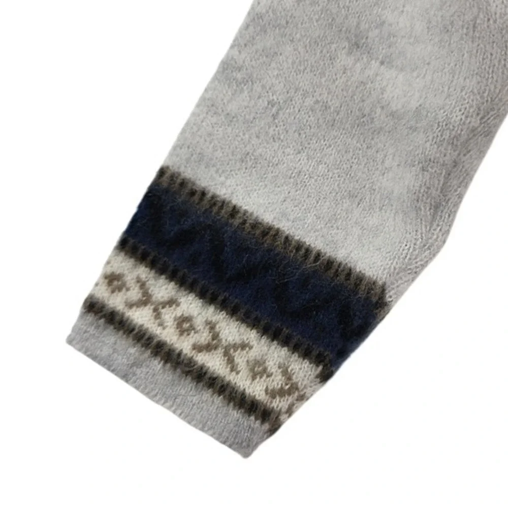 Boys 18M Handmade Blue Gray Full Zip‎ Hooded Alpaca Sweater